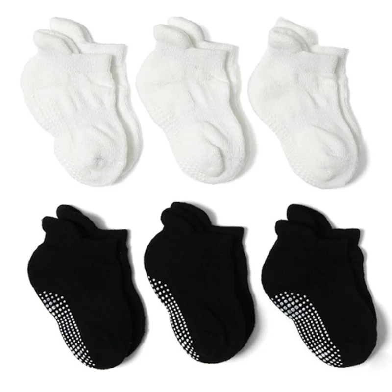 3pair/lot nový black/white dětské ponožky děťátko ležérní protiskluzový dětské děťátko ponožky