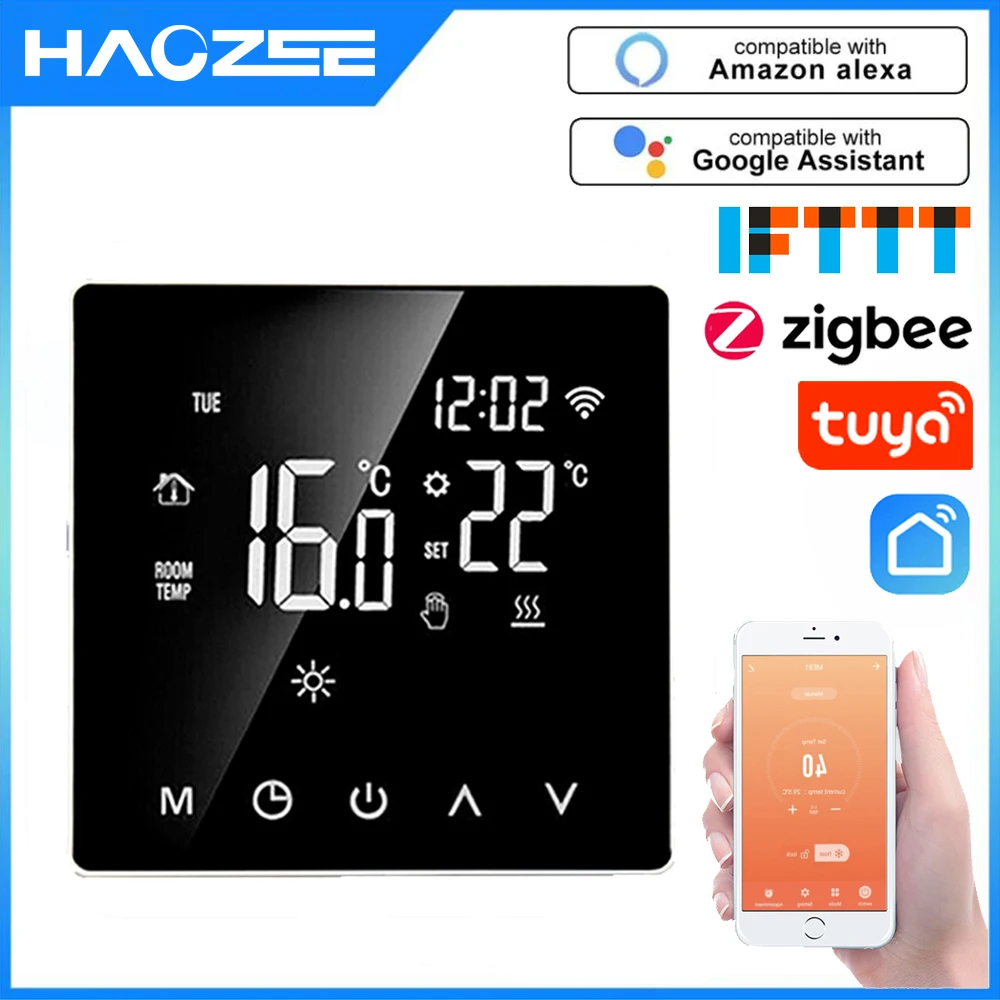 Tuya Smart ZigBee Thermostat Temperature Controller Hub Required  Water/Electric floor Heating Water Support Alexa Google Home