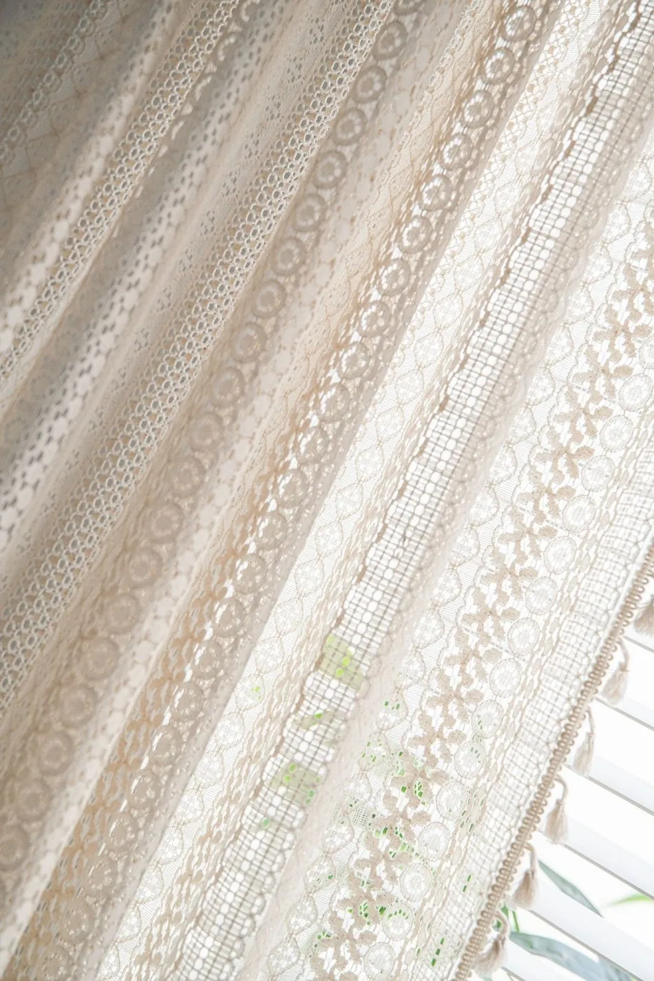 Crochet Curtain Translucent Living Room Curtains Set American Country Hollow Boho Balcony Bedroom Finished Bay Window Art Decor curtains for sale