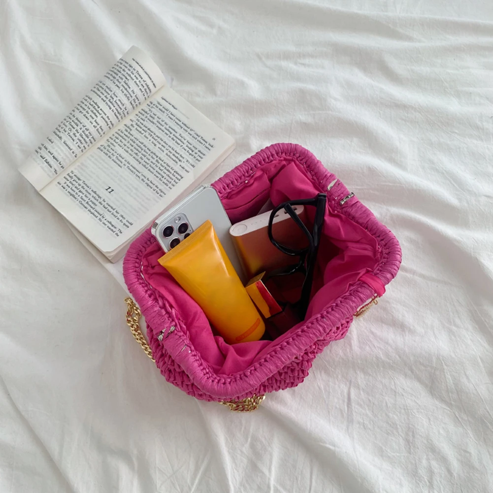 Summer Designer Shoulder Bag Straw Weaving Purse Bag Women Pillow Dumpling Cross Body Chain Beach Bags