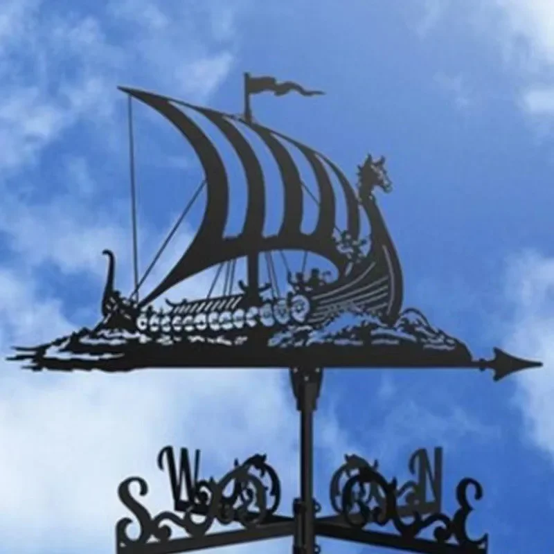 Garden Art Decor Witch Flying Dragon Iron Weather Vane Outdoor Metal Handicraft Weathercock Wind Direction Indicator