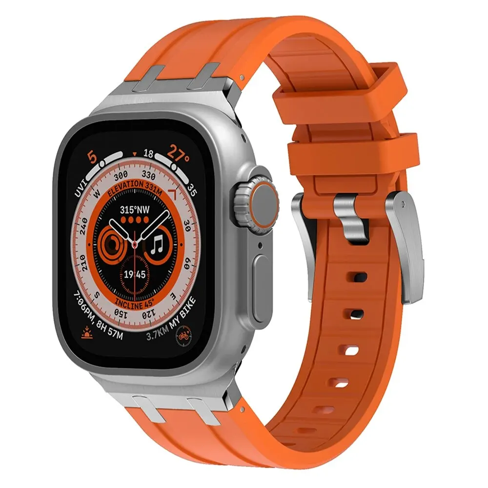 Titanium Metal Head Silicone Band with Rubber Strap