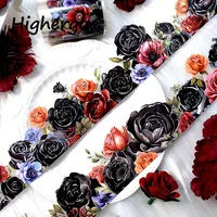 2m/Roll Laser Dark Rose PET Stickers Vintage Flower Decorative Adhesive Tape For Stickers Scrapbooking Journaling DIY Projects 2