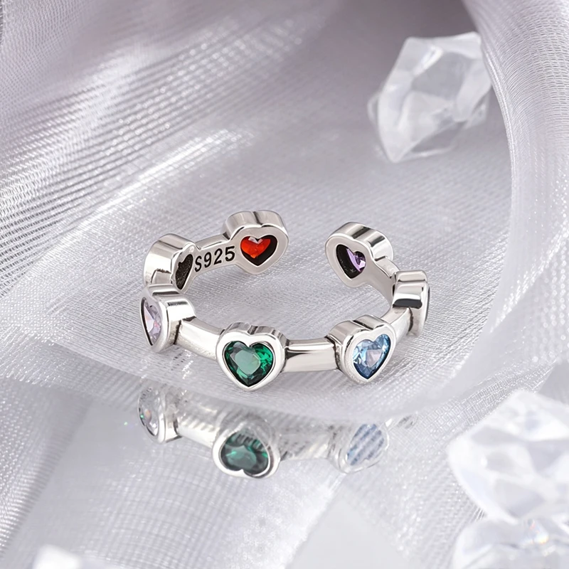 Elegant 925 Sterling Silver Crown Love Heart Wishbone Ring with Rose Gold Crystal