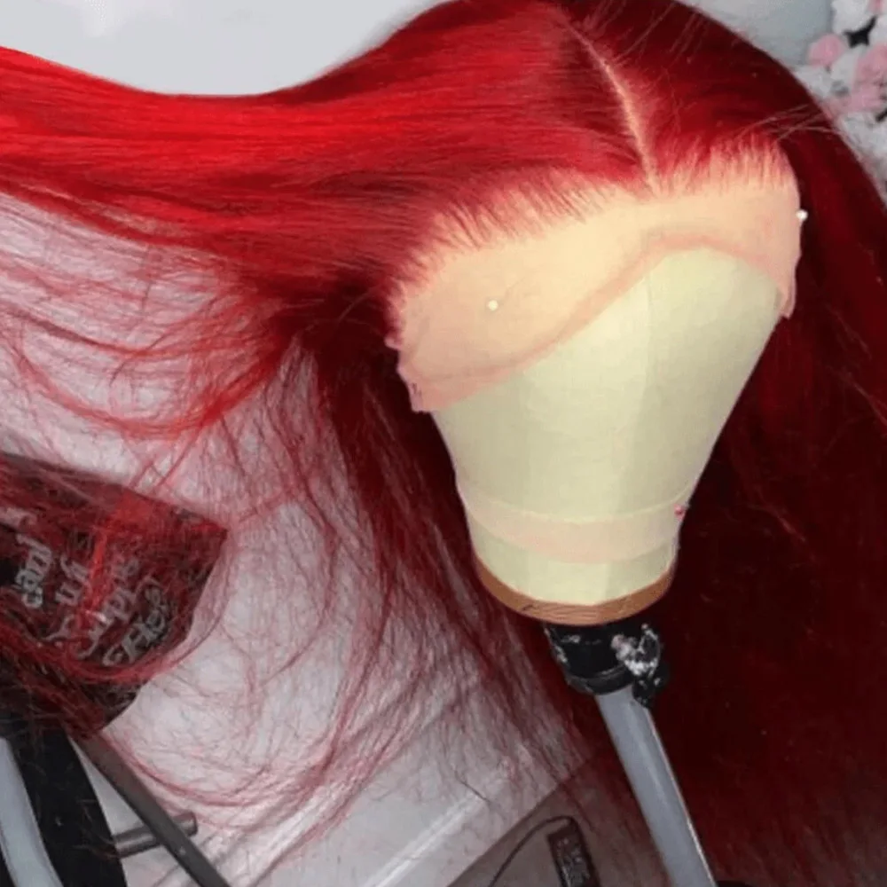 250% Density Straight Lace Front Wigs Human Hair Red 13x4 Lace Front Wigs Human Hair HD Transparent Lace Front Wigs