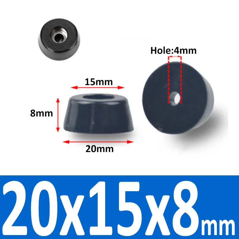 Black Synthetic Rubber Non-Slip Table Foot Pads with Gasket for Furniture and Speakers (4/8/10/20 Pcs)
