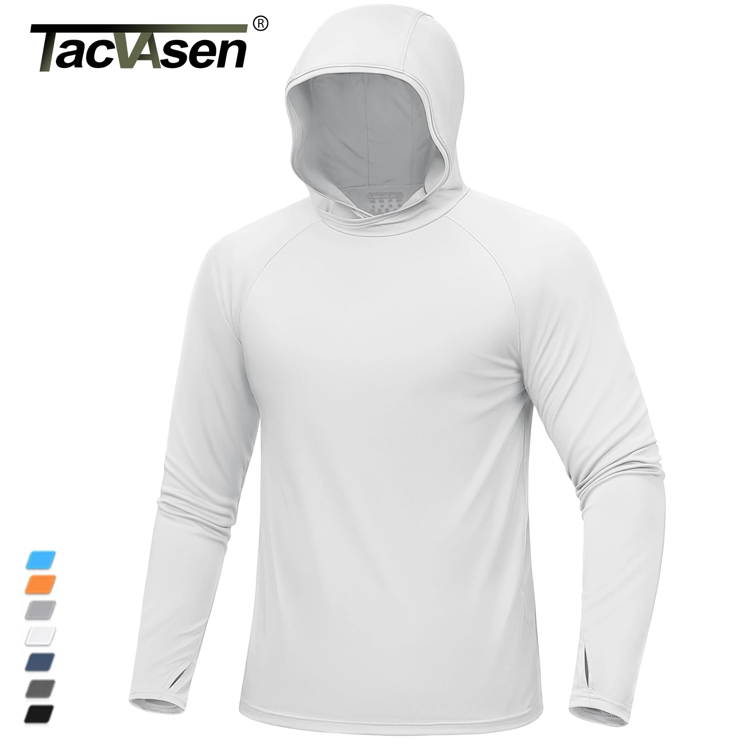 TACVASEN UPF 50+ Hooded T-Shirts Mens Quick Dry UV Block Sun Shirts Lightweight Hoodie Shirt Running Fishing Performance Tops 2