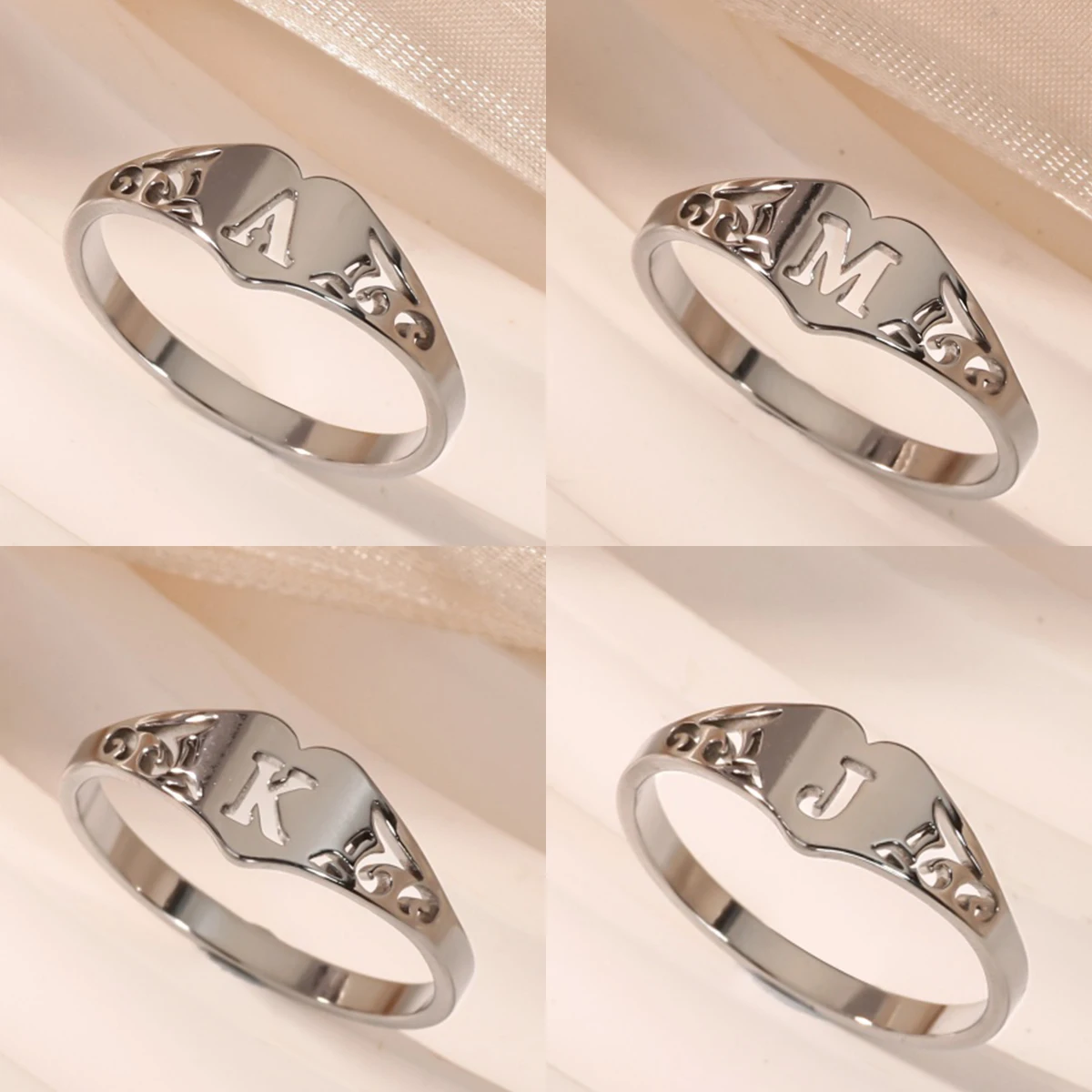 Stainless Steel Letter Heart Rings For Women Wedding Jewelry