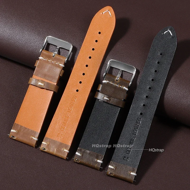 Elegant Genuine Leather Quick Release Watch Band - Unisex Versatile Strap Replacement