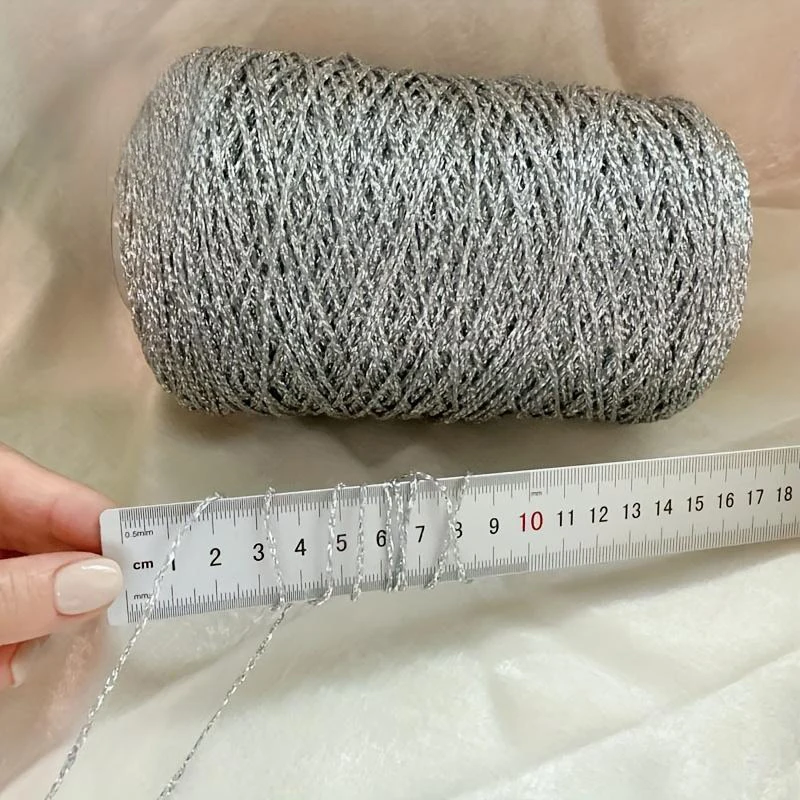 200g/ball Shiny Silver Thread Yarn For Hand Knitting Crocheting DIY Craft Bags Sparkling Yarn Hand Woven Crocheting Material 5