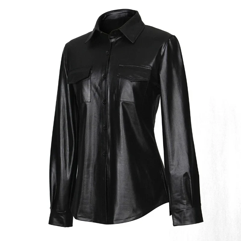 BTQWFD Autumn Winter PU Leather Jackets Long Sleeve Zipper Slim Motor Biker Coats Female Clothing 2024 New Outdoor Outwear Tops