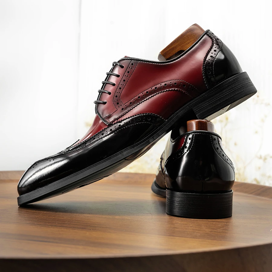 Hanmce High Top Men Dress Shoes 2 Color Luxury Brogue Shoes shoes for men with