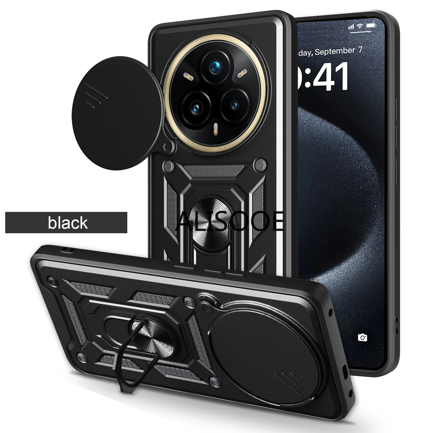 Armor Slide Camera Ring Stand Protective Case - Shockproof  Cover