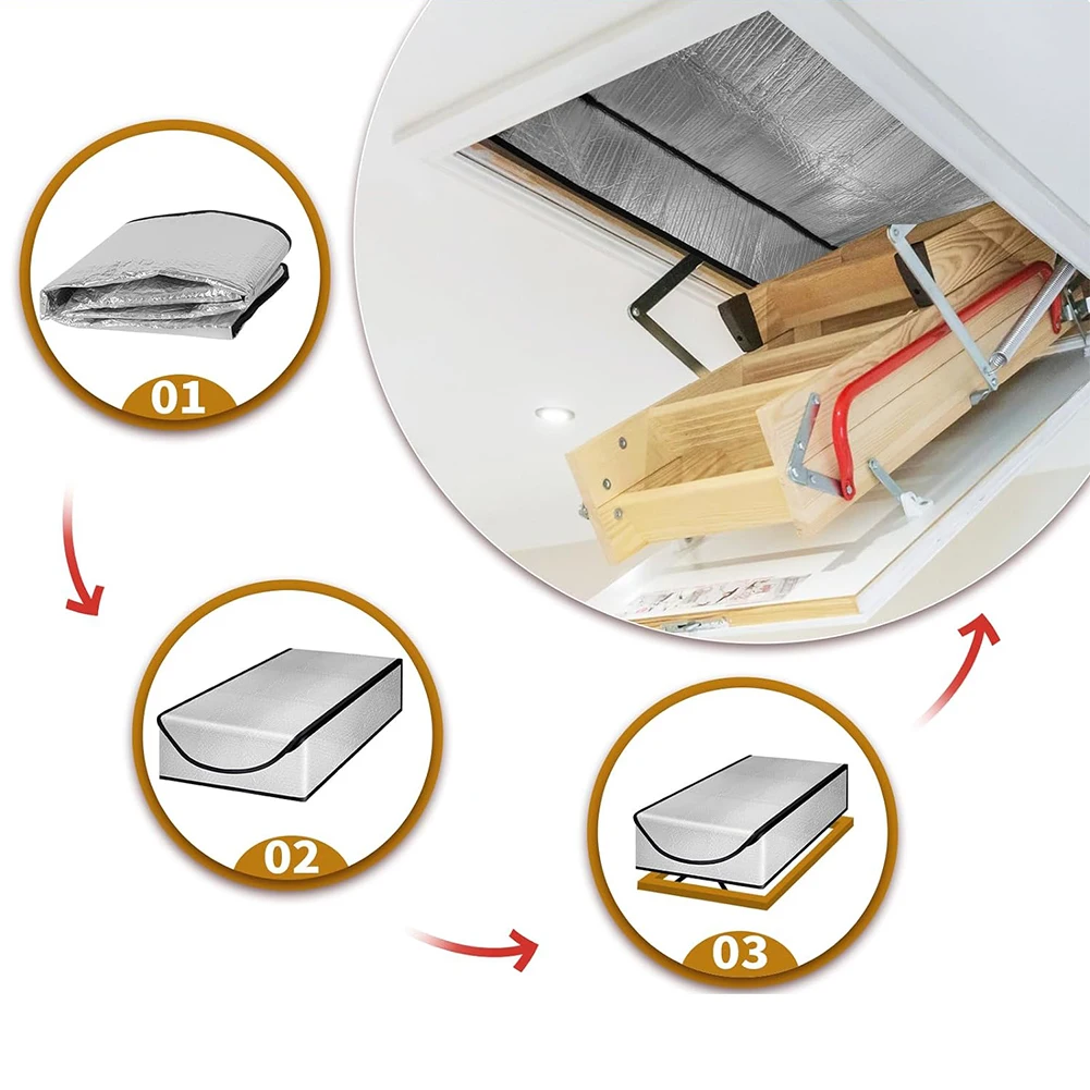 

Attic Stair Insulation Cover Silver Double Sided Aluminum Foil Attic Dust Cover Premium Attic Insulation Cover High Efficiency