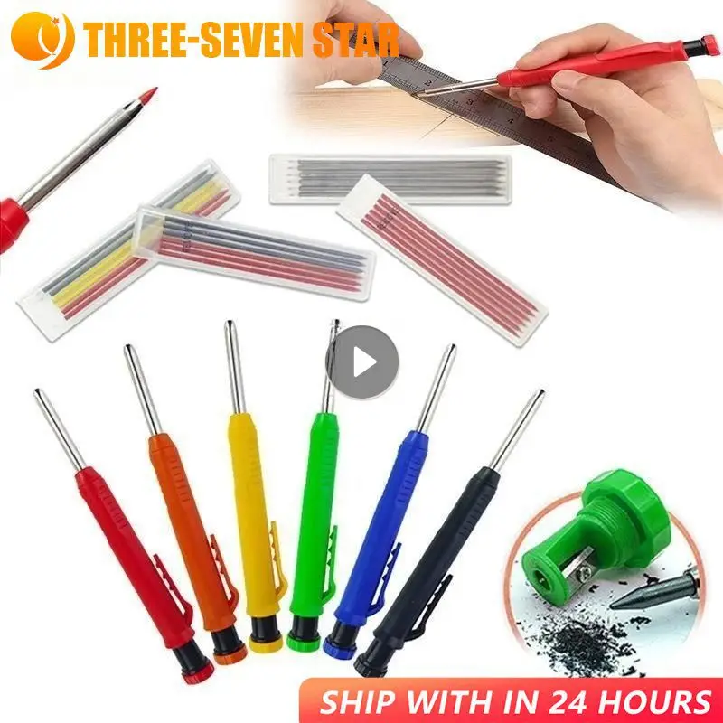 

Solid Carpenter Pencil Set Woodworking Tools Mechanical Pencil 6 Colors Refill Construction Job Tools Carpentry Marking Scriber