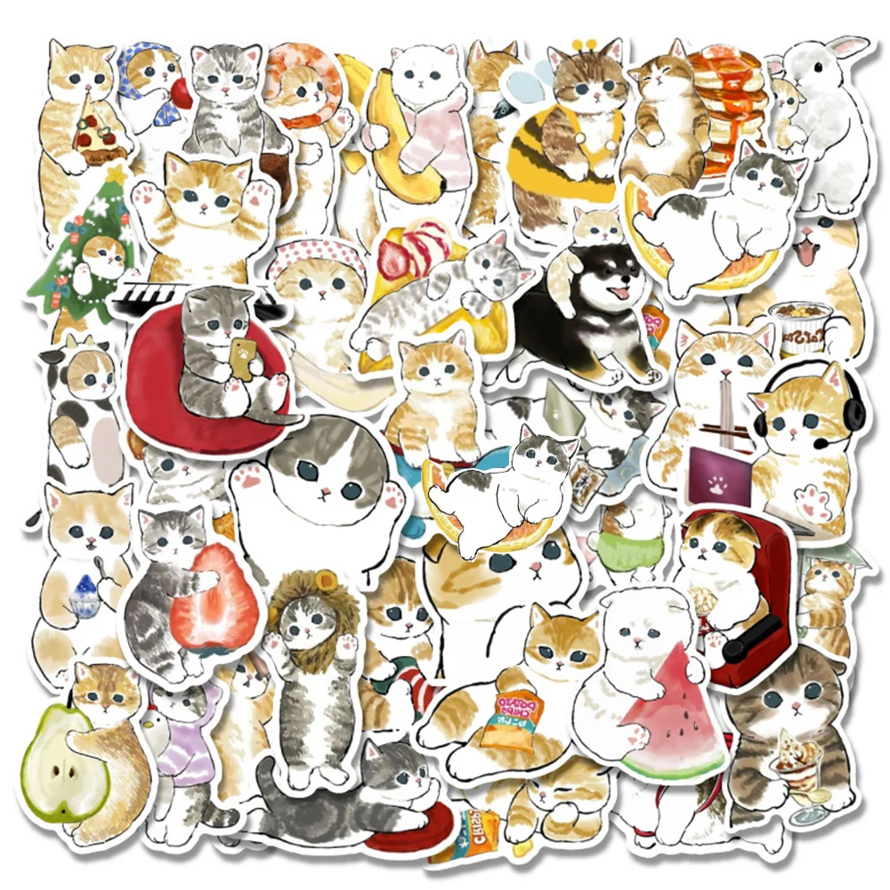 10/30/50pcs Minimalist Artsy Kawaii Cats Stickers Aesthetic Animal Cartoon Decals DIY Stationery Laptop Cute Decoration Sticker 10 30 50 100pcs funny classic cats meme stickers creative animal cartoon sticker laptop suitcase bike notebook kids decal toys