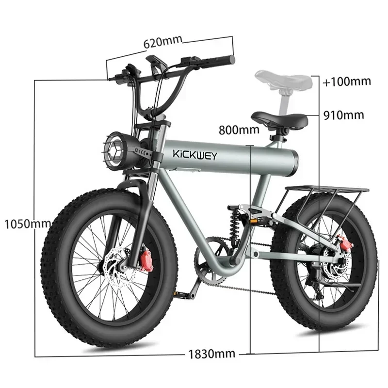 1000W 20AH Mountain Electric Bike Electric Style Bike Outdoor Entertainment Snow 20 Inch Fat Tire 48V Dirt
