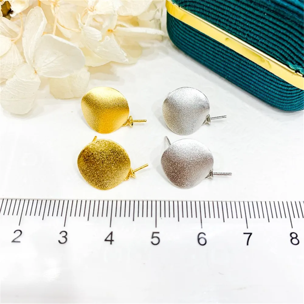 DIY 진주 미니 액세서리 S925 순수 실버 이어 스터드, 빈 거치대 골드 실버 귀걸이, 8-13mm 라운드 E366 에 적합