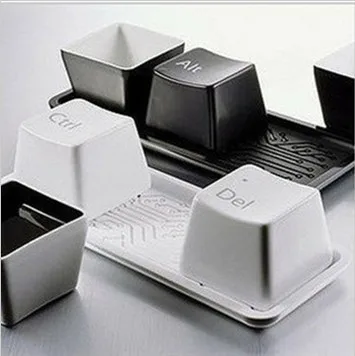 Creative Cup Tea Set Keyboard Fashion Cups Black Color Ctrl Del Alt 3 Pieces/ Mugs Promotion Gifts Trade Shows Wedding |