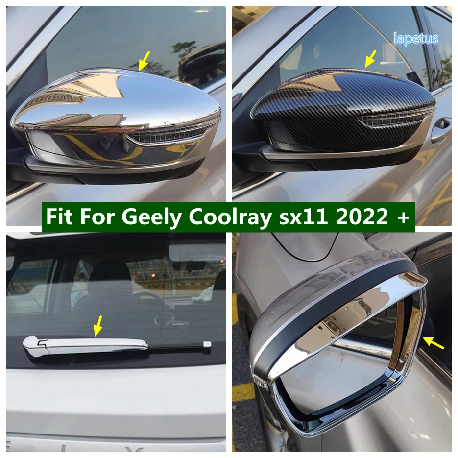 

Rear View Mirror Rain Eyelid / Window Wiper Cover Trim For Geely Coolray sx11 2022 2023 Chrome / Carbon Fiber Car Accessories