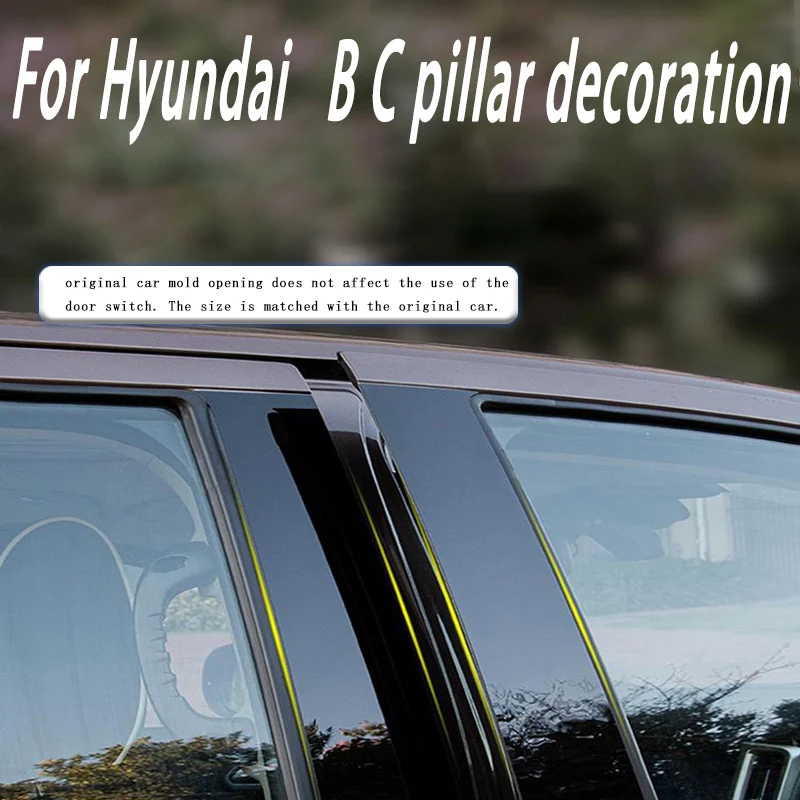 

For Hyundai Tucson 8pcs 6pcs Car B C Pillar Middle Central Column PC Window Trim Decoration Protection Stickers