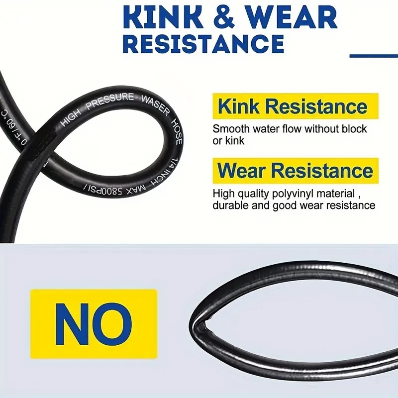 High Pressure Washer Hose 5800 PSI M22-14mm Durable Extension Tube for Efficient Cleaning, 236.22inch/314.96inch/393.7inch/590.5 6