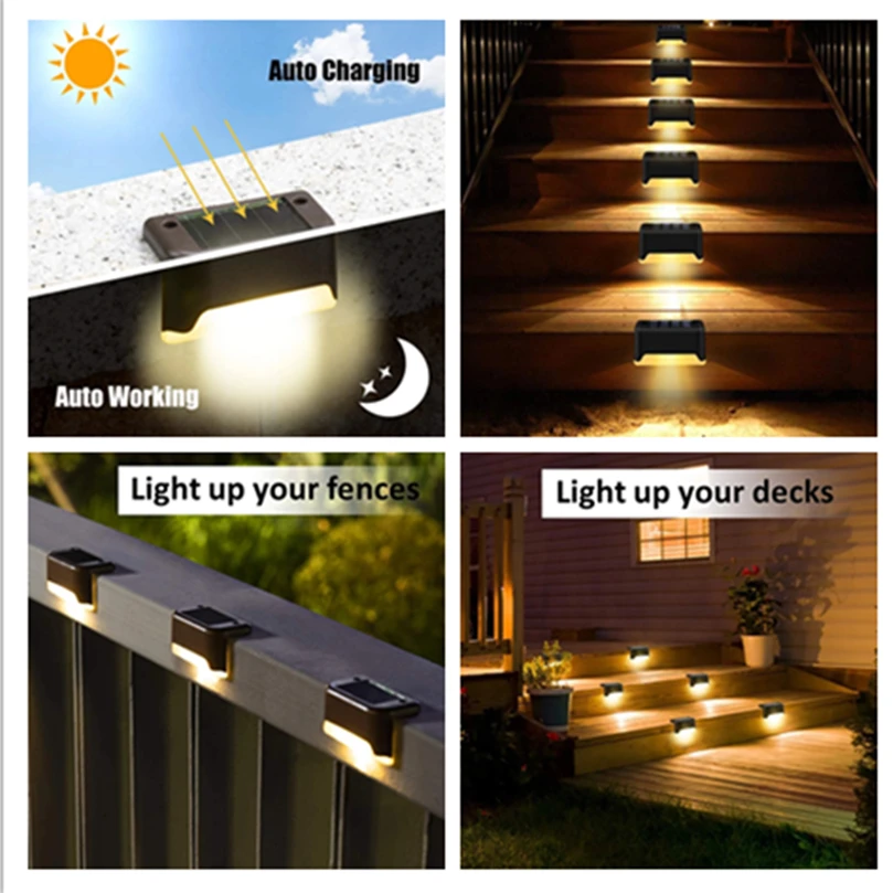 solar camping lights 1-16PCs Waterproof Smart LED Outdoor Solar Light Christmas Decoration for Garden Balcony Yard Street Wall Light Solar Step Lamp solar porch light