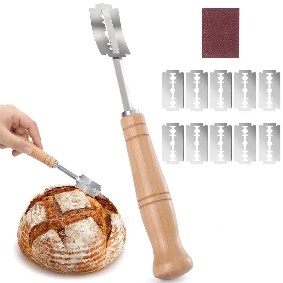 Bread Lame Tool Stainless Steel Sourdough Slashing Tool Dough Scoring Knife with 5 Razor Blades Bread Cutting Supplies Bread Lame Tool Stainless Steel Sourdough Slashing Tool Dough Scoring Knife with 5 Razor Blades Bread Cutting Supplies