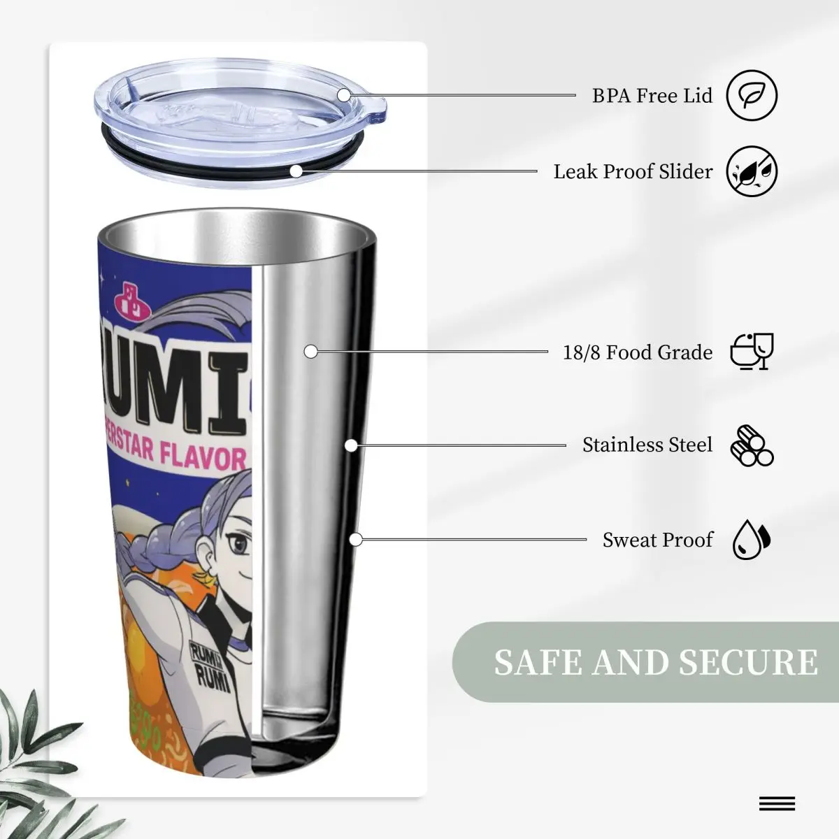 Kpop Demon Hunters Ramen Rumi Tumbler 20oz Stainless Steel Vacuum Insulated Tumblers Mug With Straw