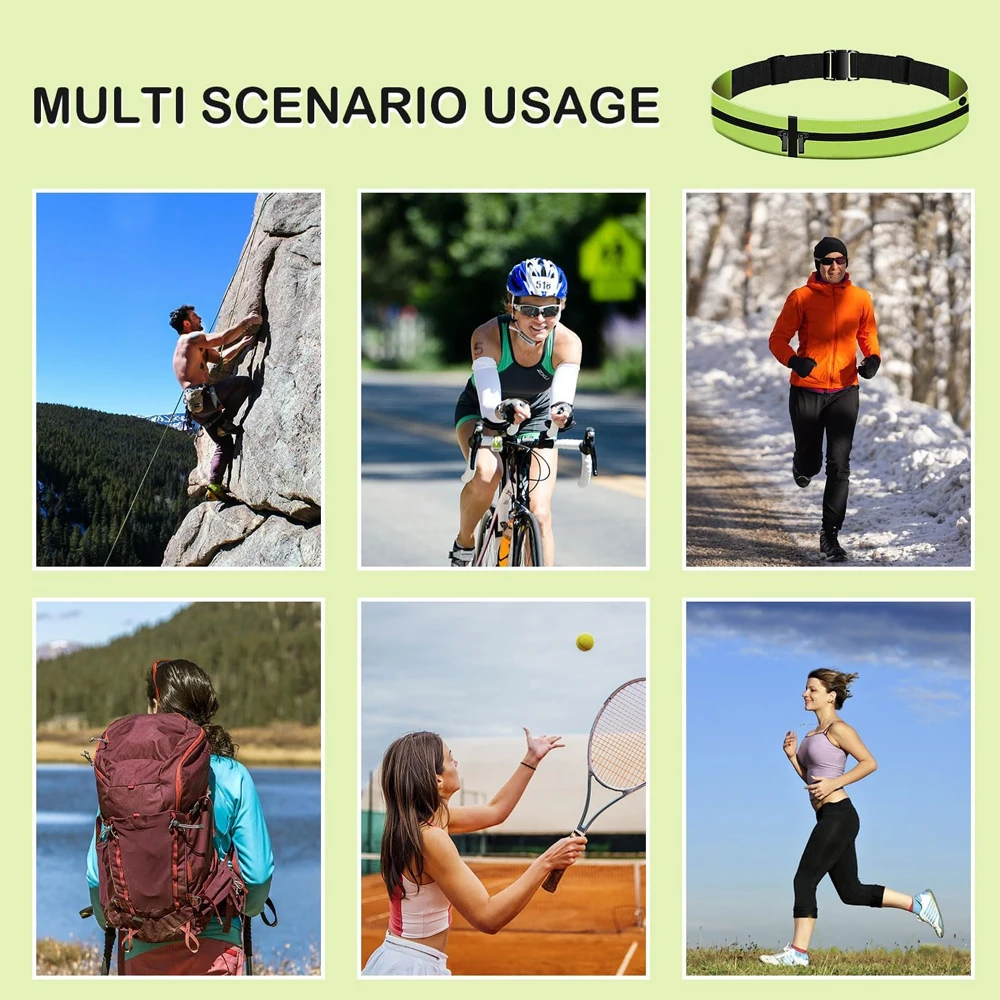1Pc Unisex Running Belts Waterproof Fanny Pack Running Waist Pouch Phone holder Adjustable Sports Money Belt with Headphone Port 5