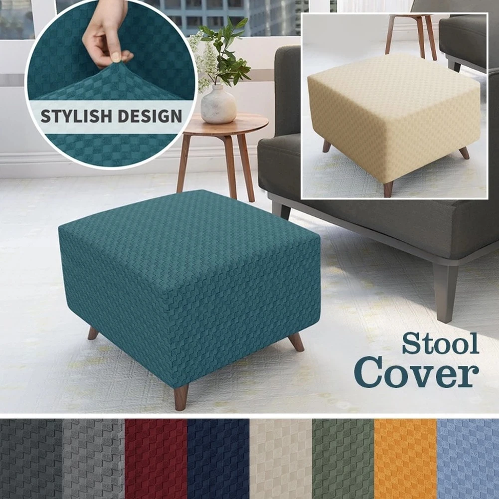 Obdélník elastická podnožkou obal obdélník ottoman stolice slipcover připoutat se footrest pohovka slipcover ložnice chránit obal 1ks