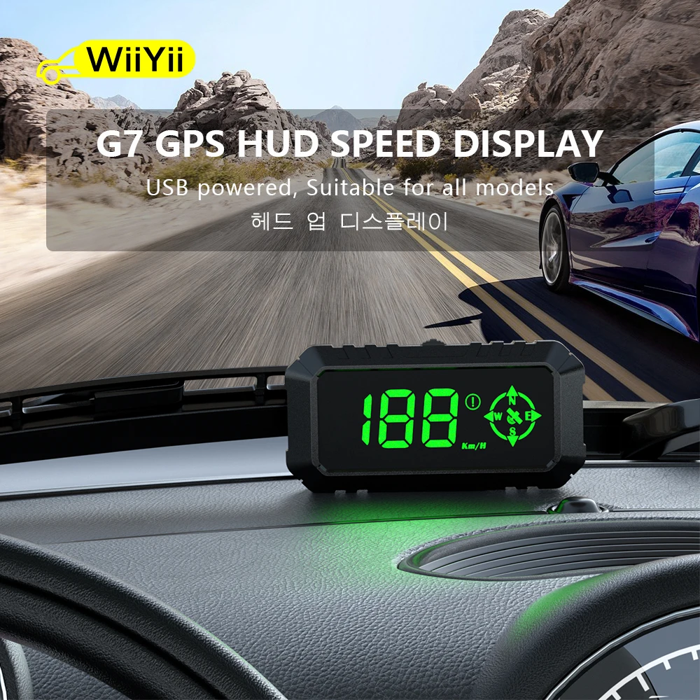 

WiiYii G7 GPS HUD Display Speedometer Digital Car Head-Up Display Over-speed Alarm Universal For Bike Motorcycle Auto Projector
