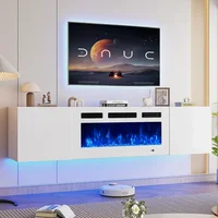 Floating TV Stand with 36Electric Fireplace, Wall Mounted Fireplace Entertainment Center with Storage70TV Console with Fireplace 1