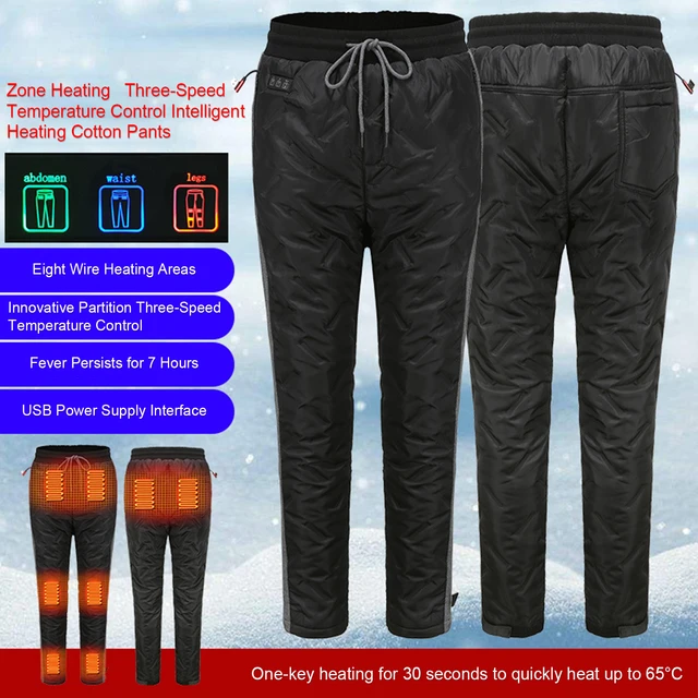 Heated pants, thermal pants, heated leggings, women's thermal underwear  pants, washable heated leggings, 3 temperature levels, comfortable electric  USB heated pants for hiking, camping ( Color : Black : : Fashion