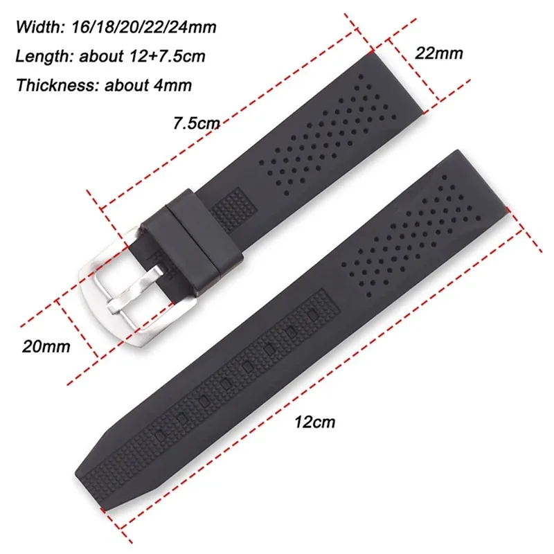 Breathable Silicone Waterproof Watchband Replacement Strap