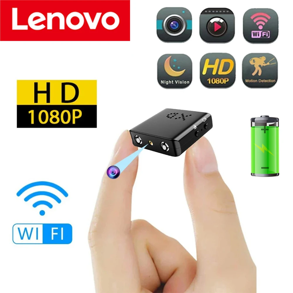 Lenovo XD Mini Camera Full HD 1080p Secret Camera WiFi Night Vision IR-CUT Home Security HD Video Recorder Waterproof