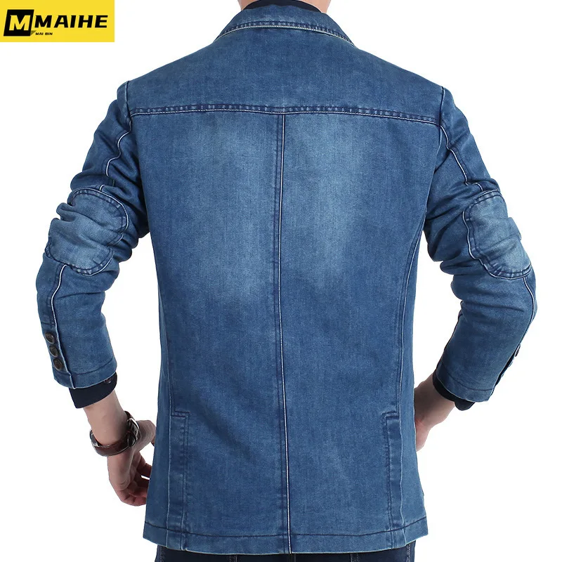 2023 Spring New Casual Cotton Denim Suit Jacket Men Classic Fashion Slim Washed Retro Blue Jeans Blazer Coat Male Brand Clothing