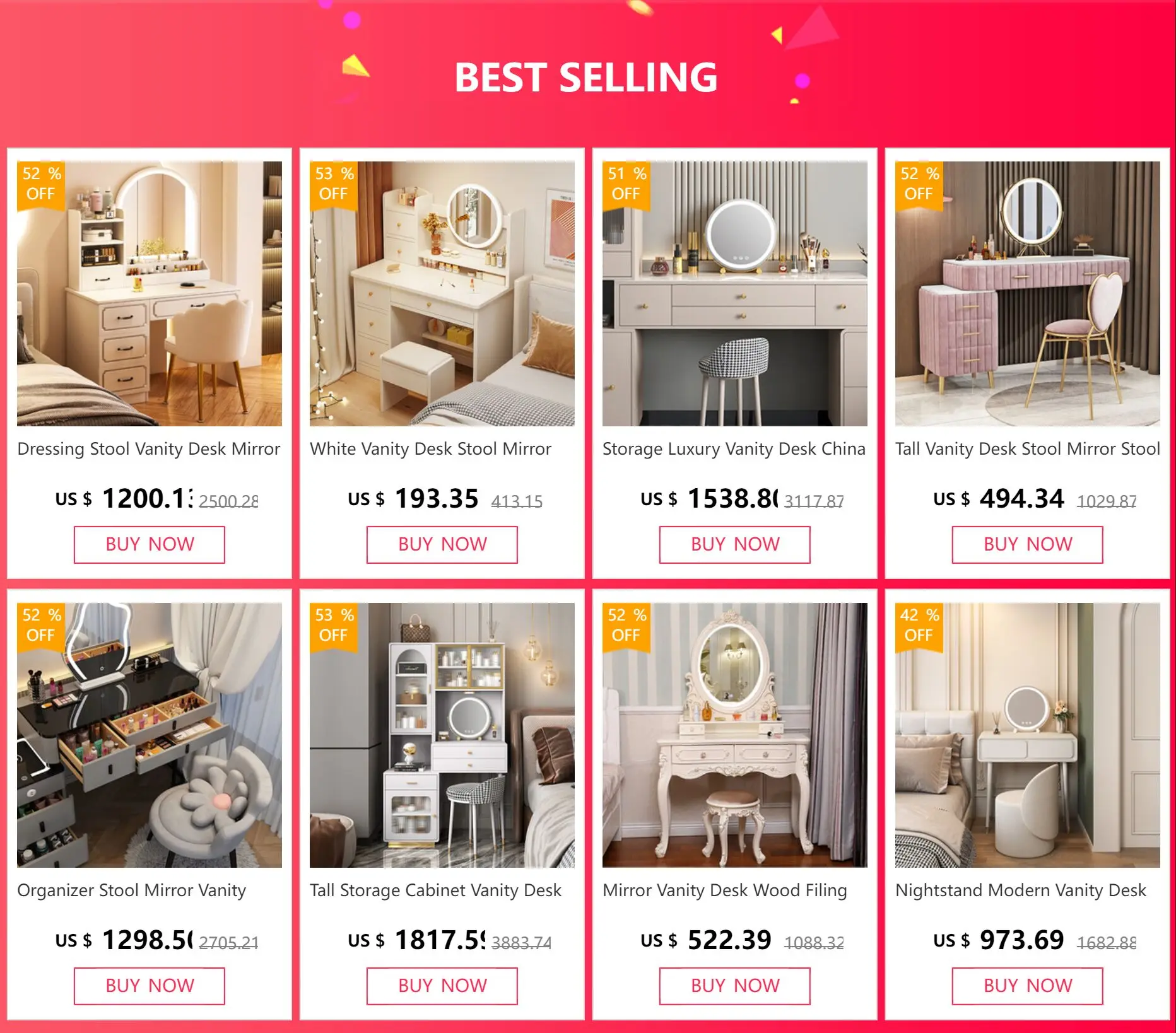 Description Picture 2 of itemStorage Cabinet Vanity Desk Stool Mirror Modern Makeup Vanities Organizer White Mueble De Dormitorio Furniture Dressing Table