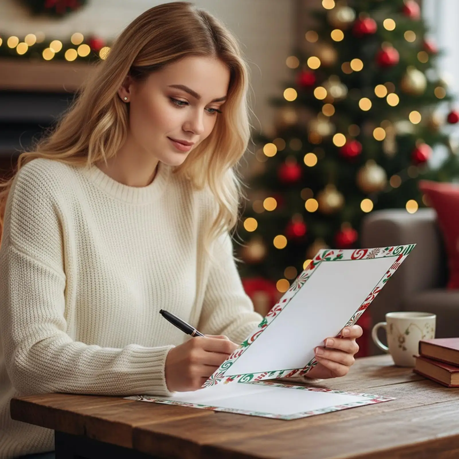 크리스마스 편지지 50장 테두리 디자인 축제용 용지 휴일 문구류 편지 메모 작성용 웨딩용