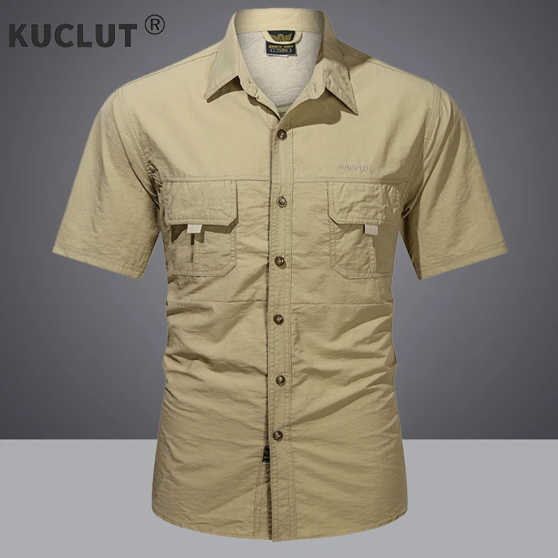 

Men Summer Outdoor Cargo Short Sleeve Shirt US SWAT Tactical Lightweight Quick Dry Multi-pocket Casual Camping Safari Work Shirt