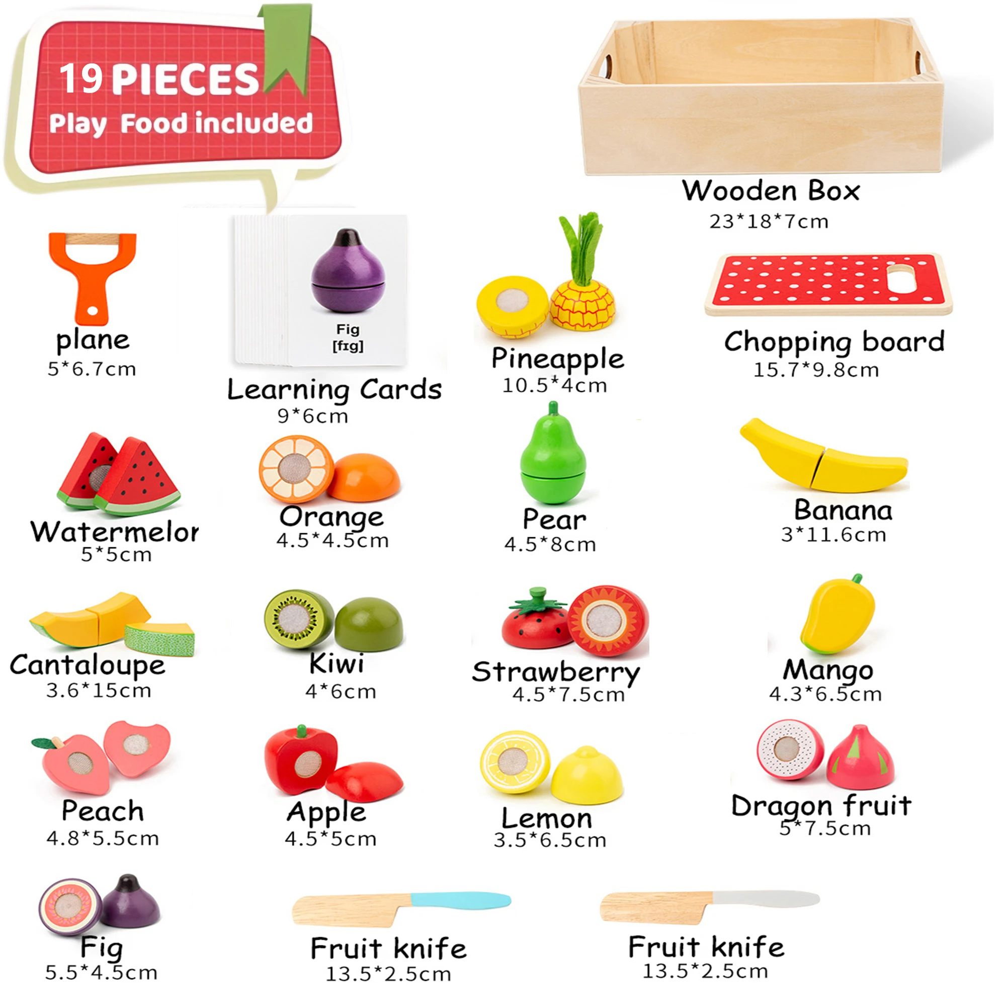 Wooden Play Food Set Kitchen Fruit Cutting Toys for Kids  Early Education Montessori Toddlers Toys Pretend Play Food Toys 6