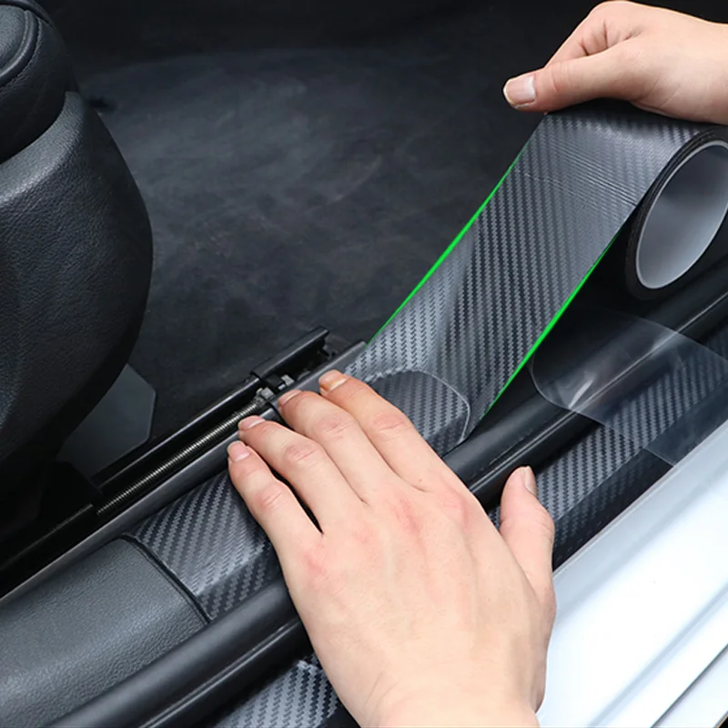 Защитные наклейки для дверей автомобиля, клейкая лента с защитой от царапин, 3D углеродная нано пленка на порог багажника для Toyota KIA Lada Nissan Honda BMW Audi VW