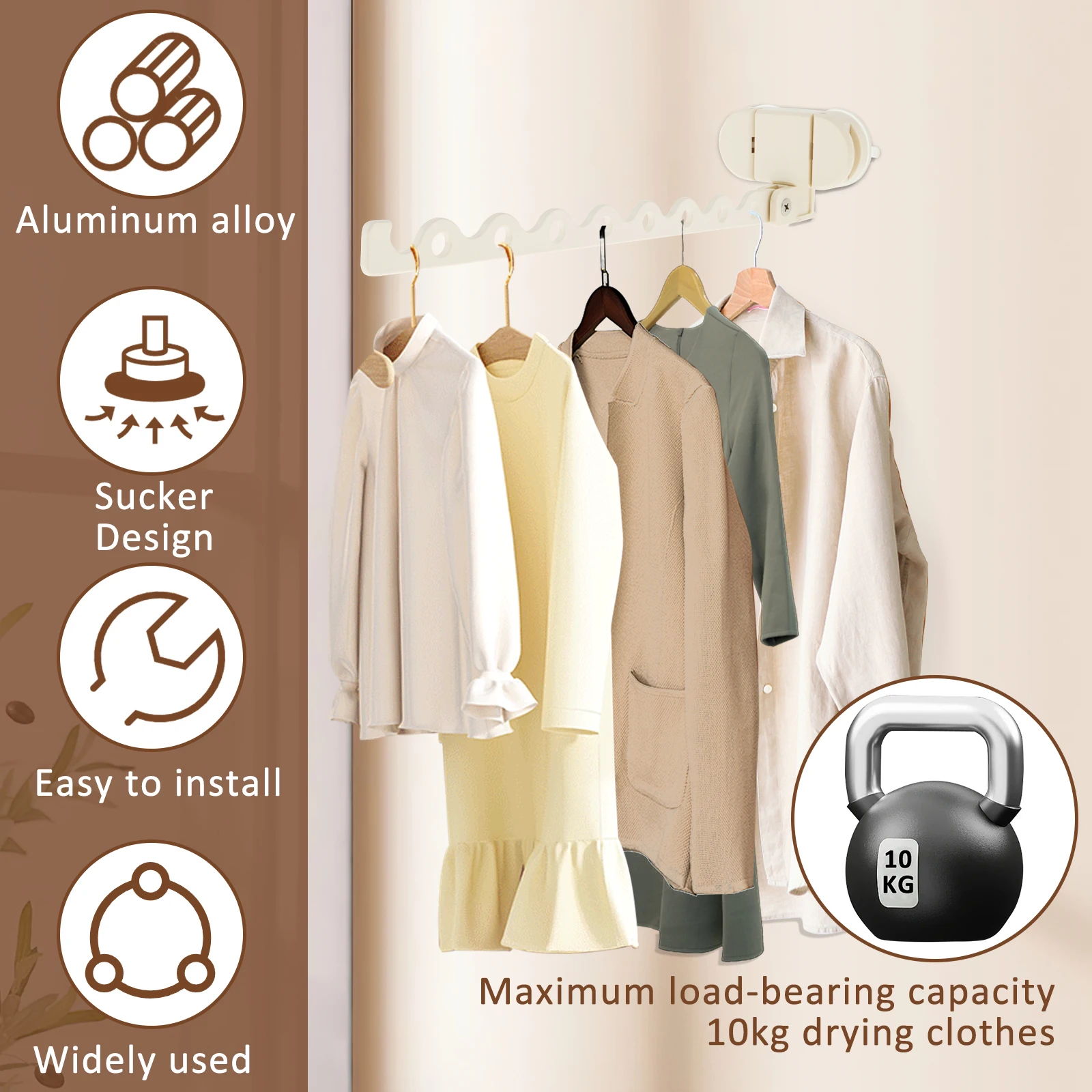 Foldable Clothes Rack Wall Mounted Drying Rack Aluminum Alloy Clothes Organization Collapsible Drying Racks for Laundry Room 5