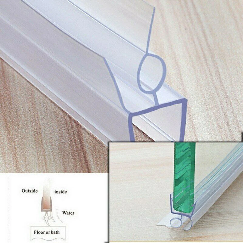 14/17/23mm Shower Screen Seal Strip PVC Frameless Glass Door Bottom Weather Stripping Seal Sweep Glue-free 2pcs images - 6