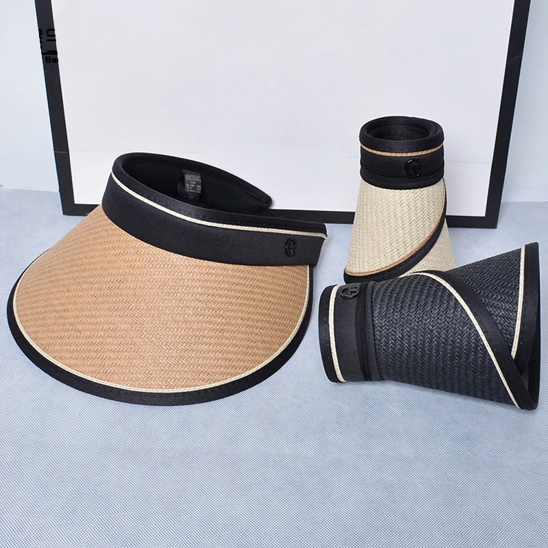 

Daily Women Outdoor Sun Protection Straw Hat Big Brim Face Protection Sun Hats for Beach Women Vacation Black Rubber Bucket Hats