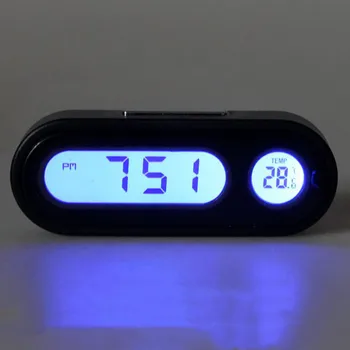 Auto Car Clock 2 in 1 Digital Car Thermometer Electronic Clock LED Backlight for Car Interior Ornament Mini Clock Car-Styling tanie i dobre opinie CN (pochodzenie) 2 5cm China Car window clock 1 5cm 7 5cm