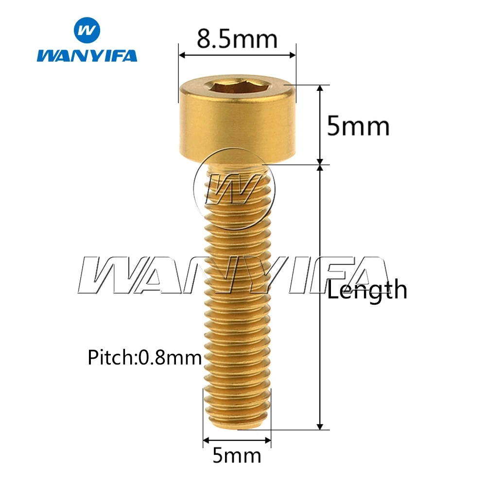 Titanium Bolts M5 x 10 12 16 18 20 23 25 30 35 40 45 50 55 60mm for Bike