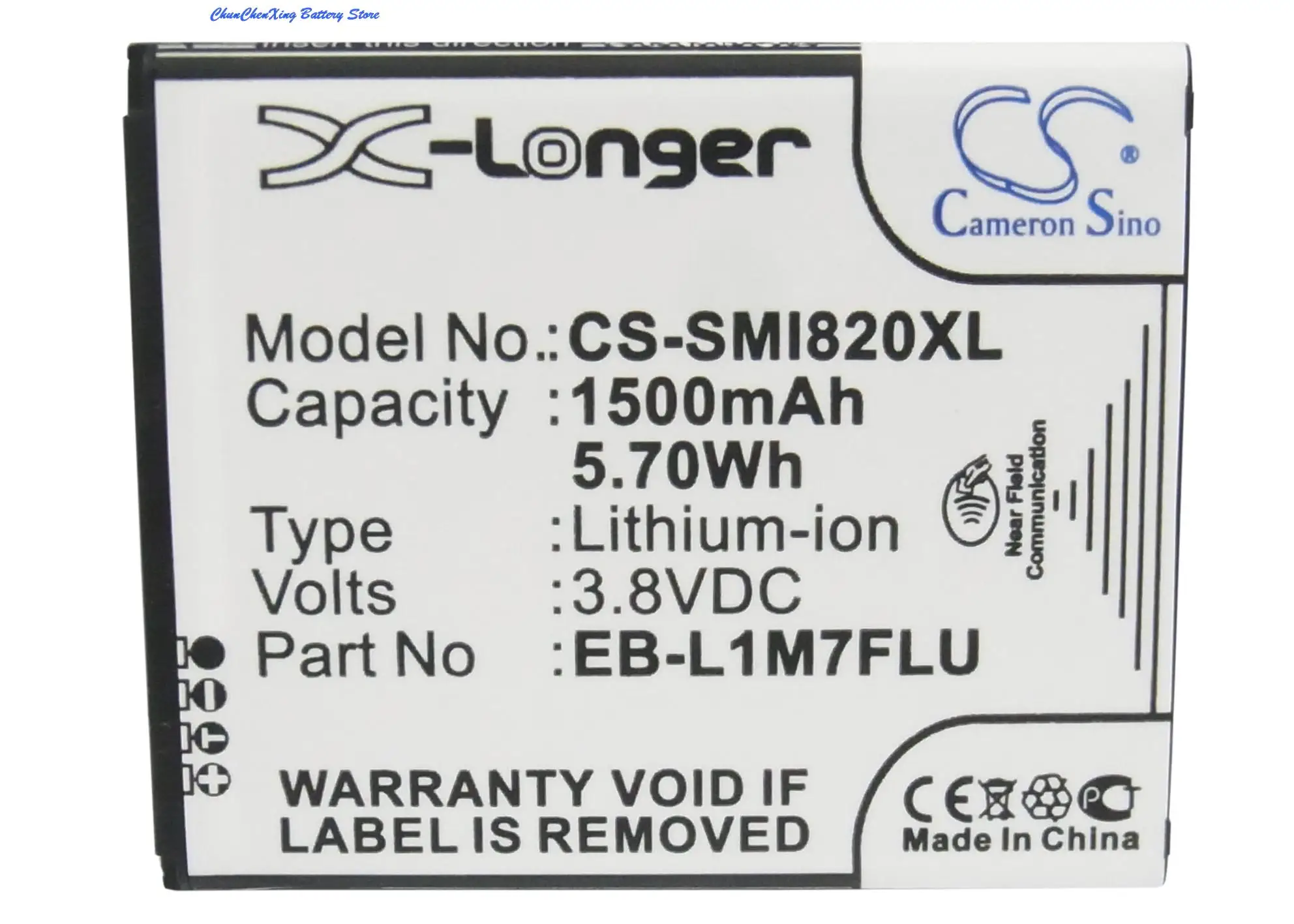 Batteria Cameron Sino 1500Mah Eb-F1M7Lu, Eb-L1M7Flu Per Samsung Galaxy S3 Mini, Gt-I8190,Gt-I8190N,Gt-I8190T, Gt-I8200, Gt-I8200L