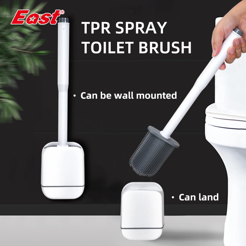 

TPR Spray Toilet Brush Multifunctional Hole Free Toilet Brush Wall-Mounted Bathroom Cleaning Toilet Brush