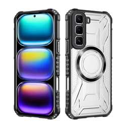 Magnetic Design Heavy Duty Clear Back Cover with Rugged Armor for Infinix Hot 50 Pro+ 4G (Black)
